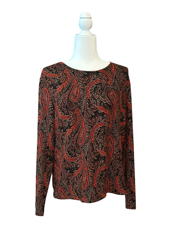 Laura Ashley Tops - NWT Laura Ashley Trip Ready‎ Golden Glamour Long Sleeve Top Women’s SZ PL Red